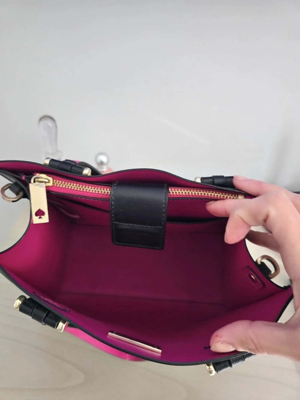 Kate Spade Black & Pink Tote Bag Like New - Picture 3 of 8